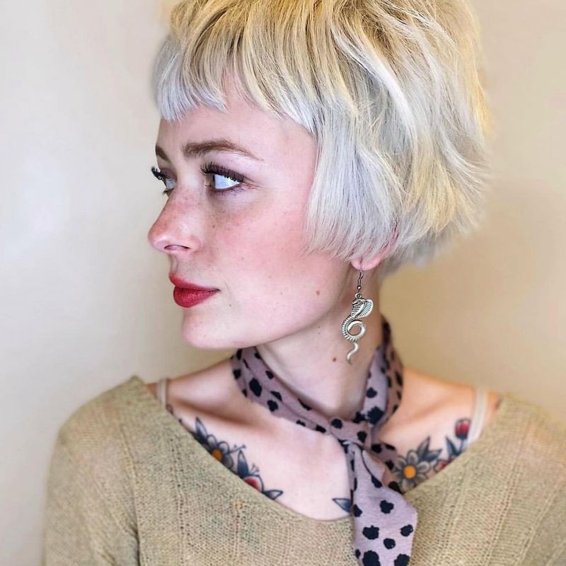 Asymmetrical Bob With Razored Ends