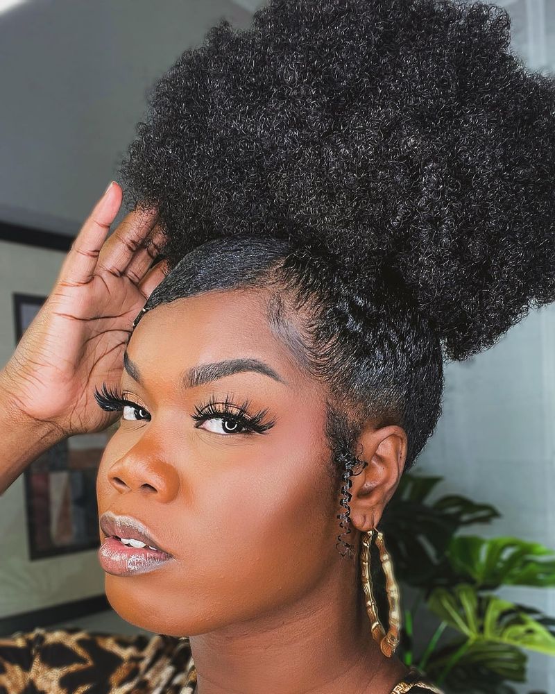 Natural Fro with Side Part