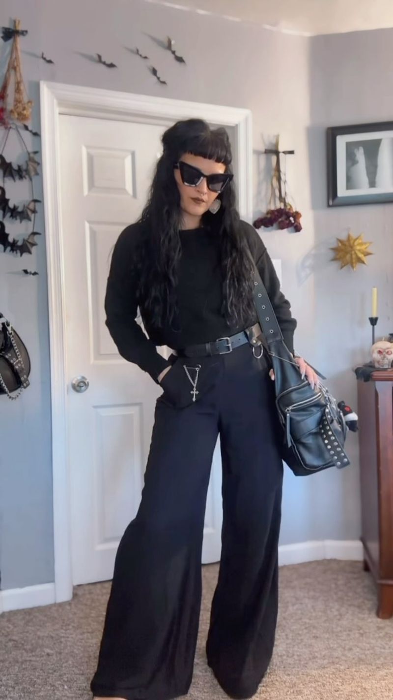 Wide-Leg Black Pants + Crop Top
