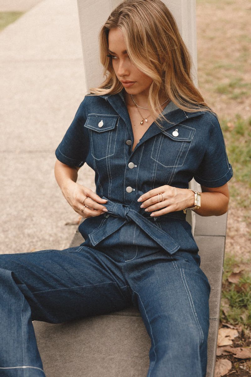 Matching Denim Set With Contrast Stitching