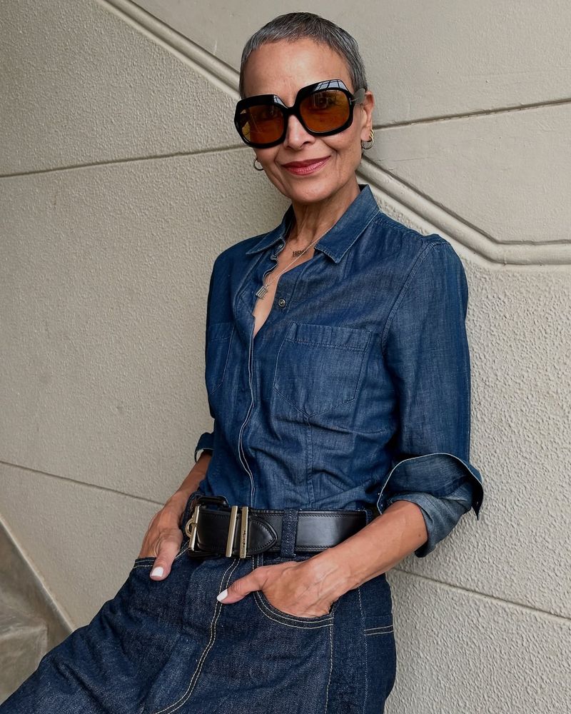 Double Denim With Statement Belt