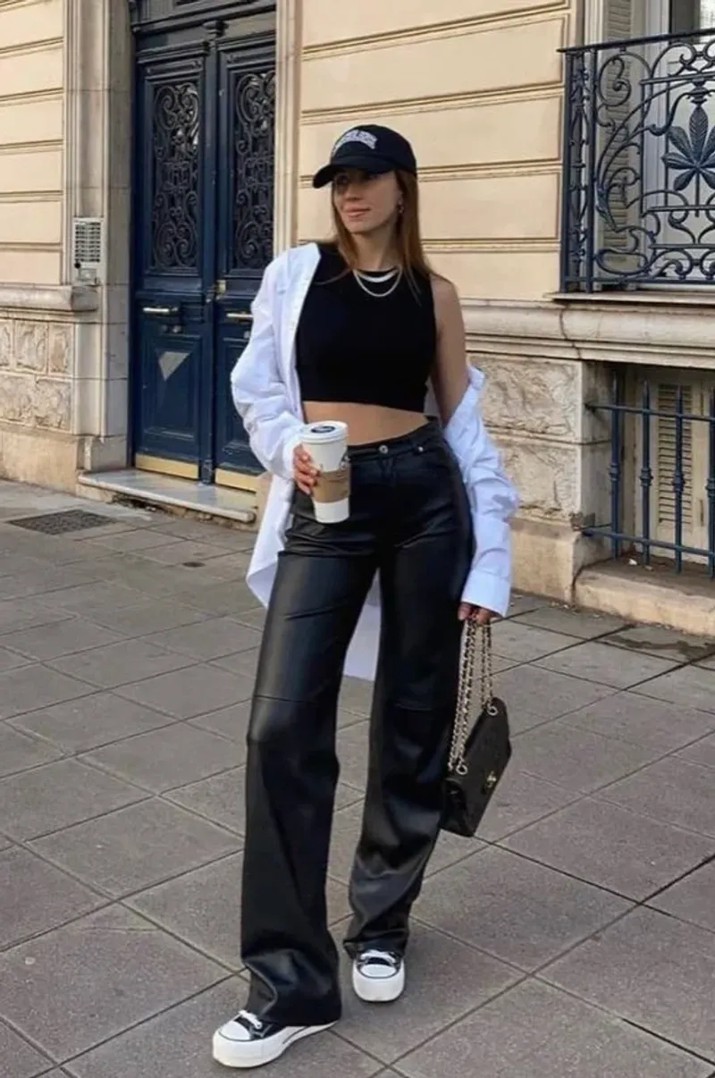 Summer Elegance: Black High-Waisted Jeans + Off-Shoulder Top + Mules
