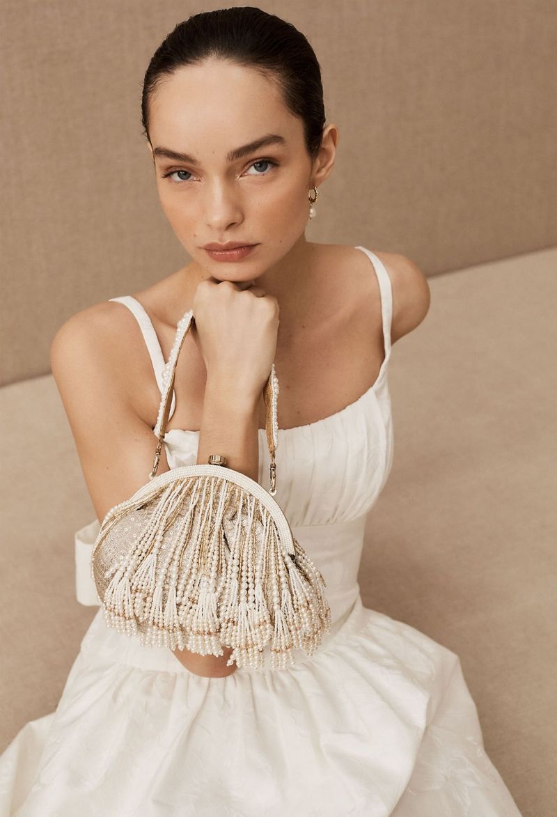Ivory Beaded Pouch