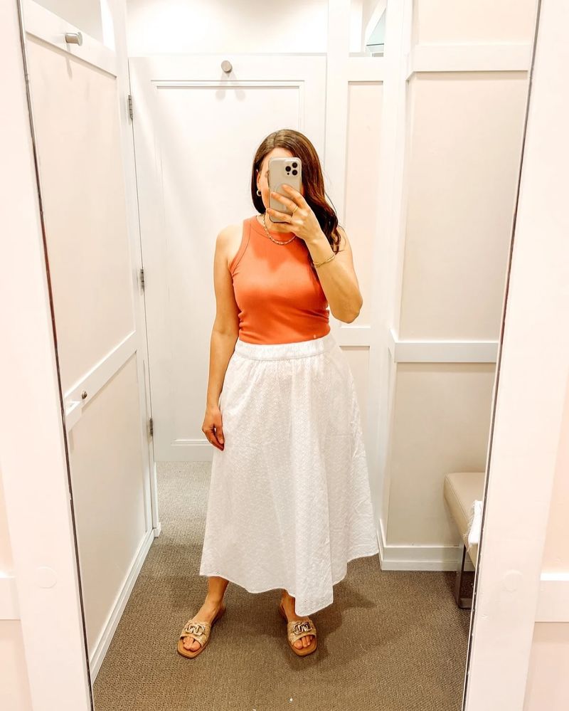 Off-Shoulder Top with Cotton Maxi Skirt