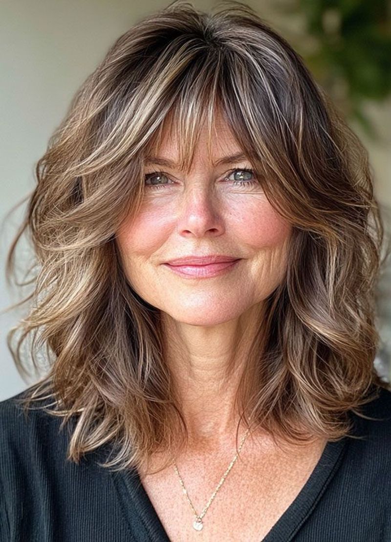 Shoulder-Length Waves with Face-Framing Layers