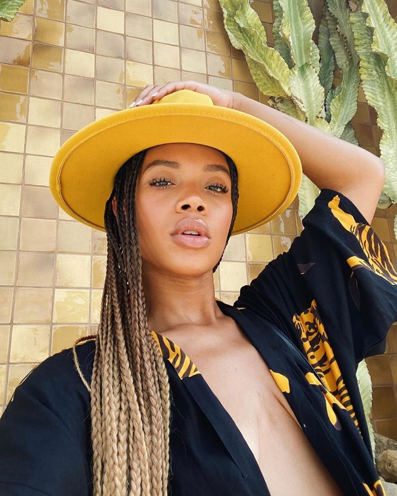 Box Braids Under a Sun Hat