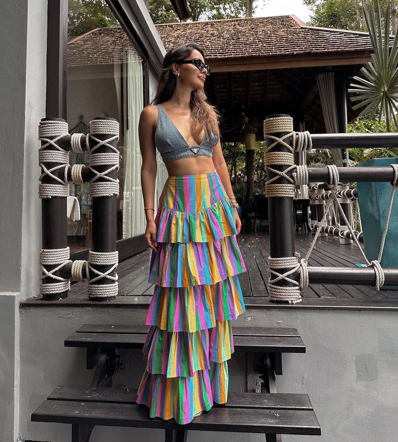 Patchwork Midi Skirt