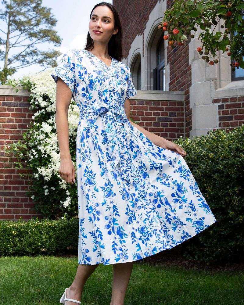 Button-Front Poplin Dress