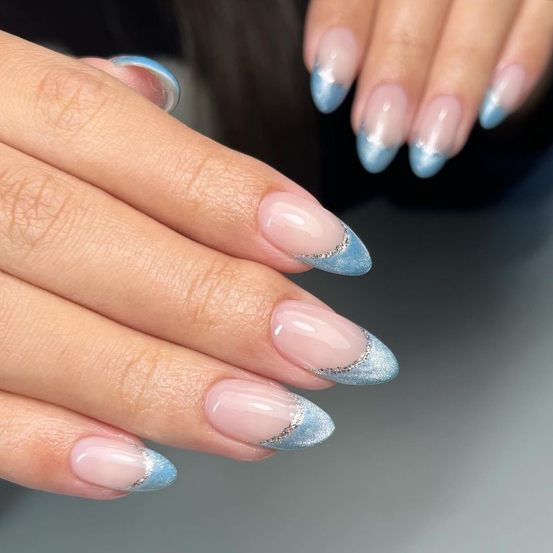Baby Blue Iced French Manicure