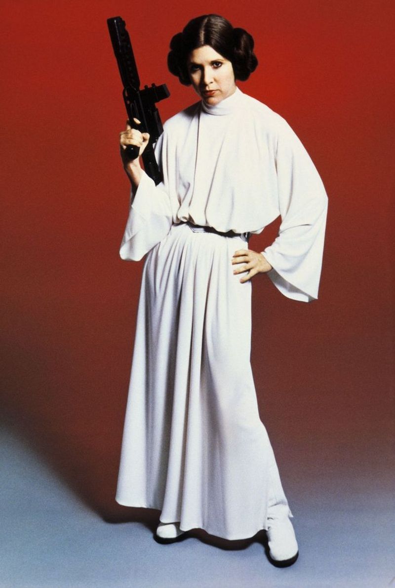 Carrie Fisher's White Dress and Buns in Star Wars