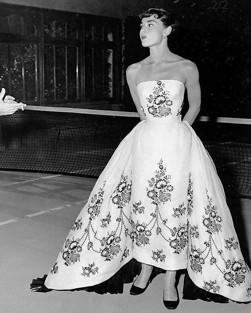 Audrey Hepburn's White Floral Dress in Sabrina