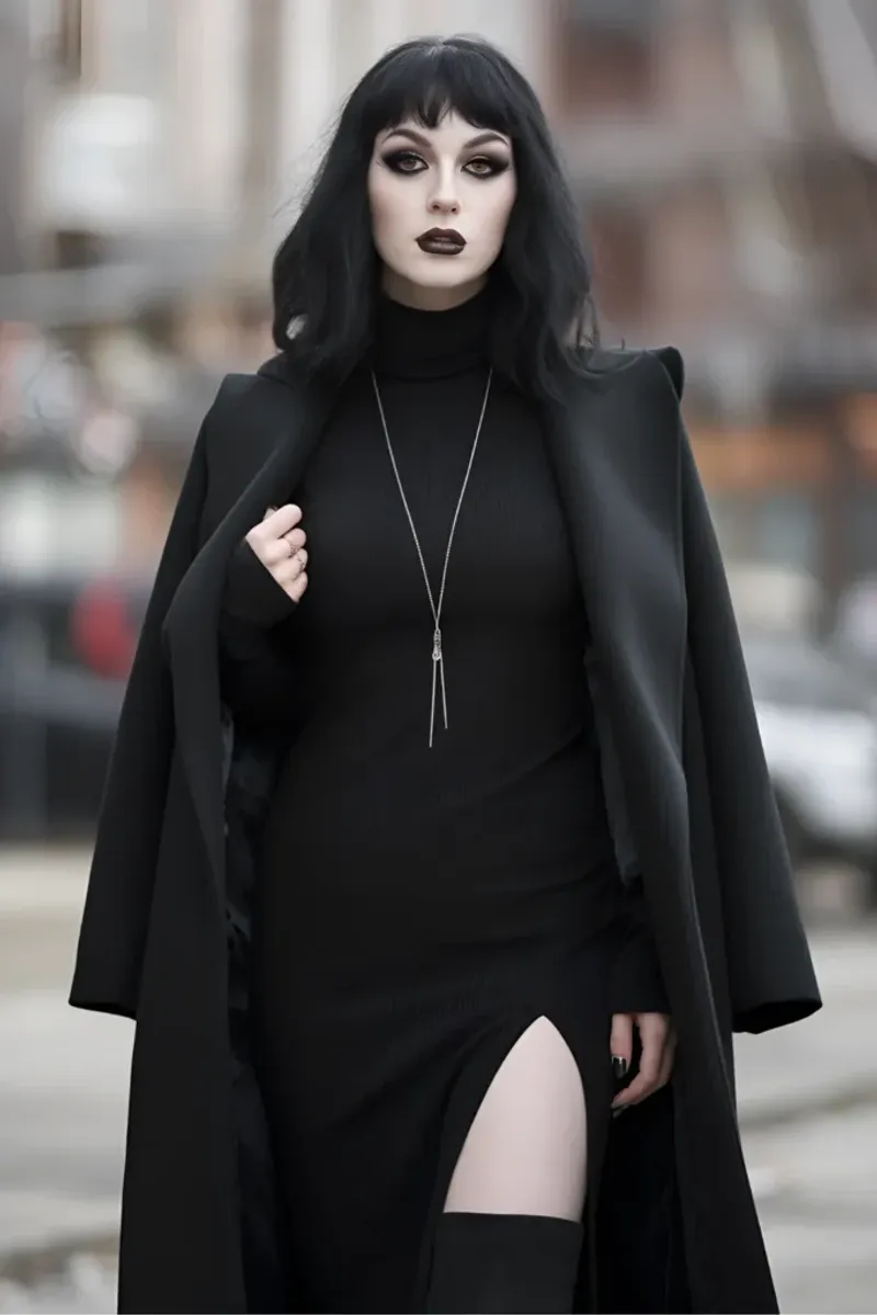 Black Turtleneck + Silver Chains
