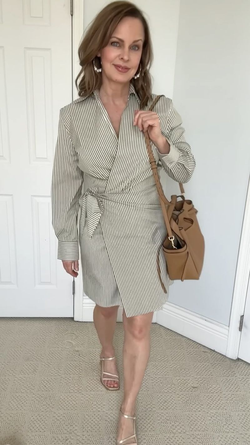 Midi Wrap Dress + Low Block Heels