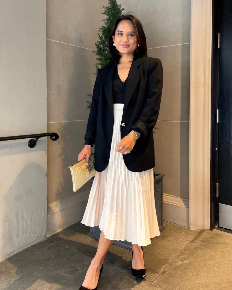 Pleated Skirt + Tucked Blouse + Rosy Cheeks