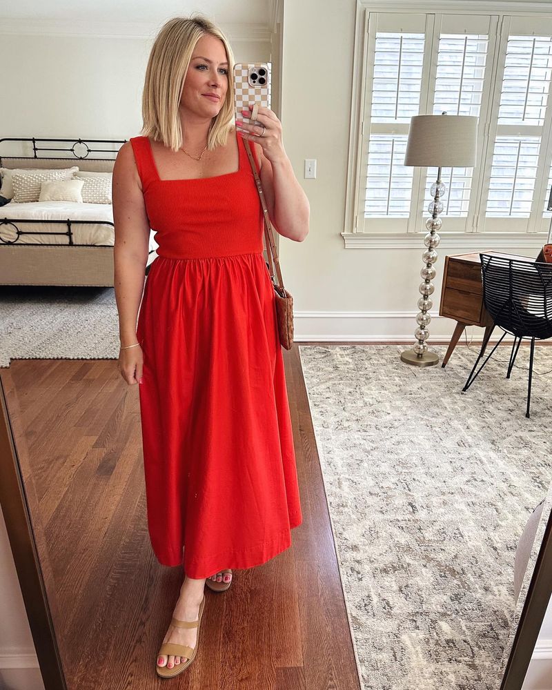 Cotton Midi Dress With Sandals