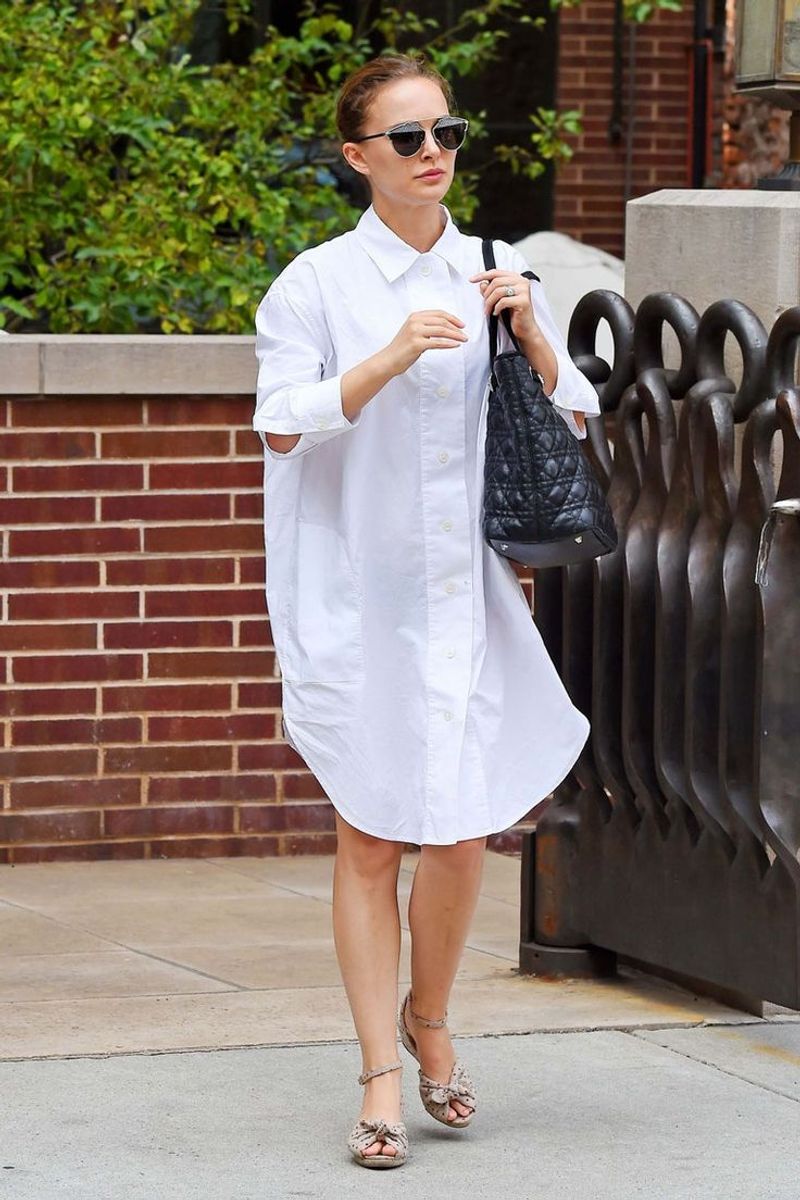 Crisp White Shirtdress + Slingback Flats