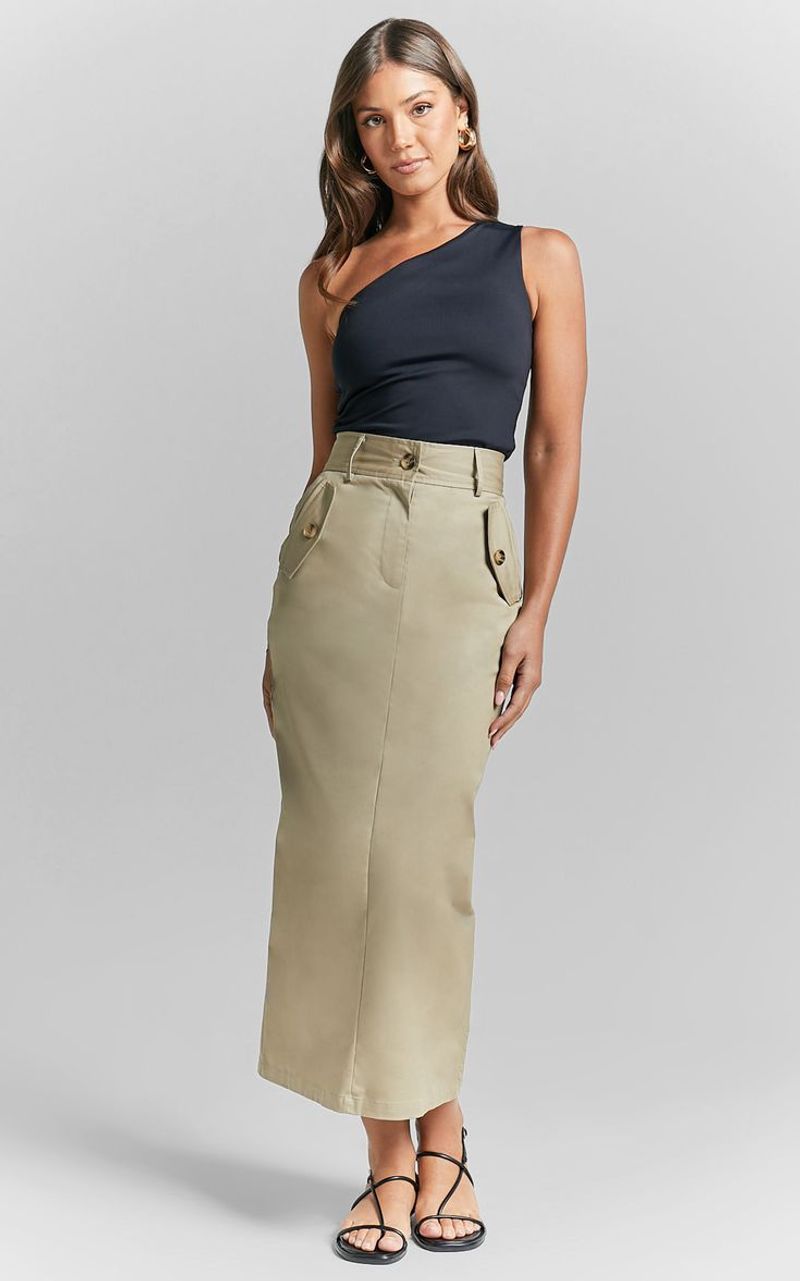 High-Waisted Midi + Bodysuit + Strappy Sandals