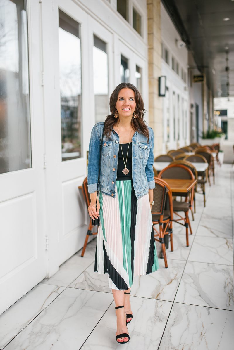 Chiffon Midi + Denim Jacket: Perfect Contrast