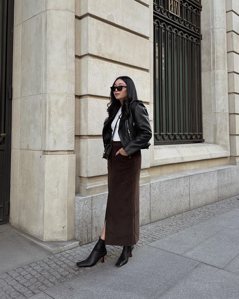 Pleated Midi + Turtleneck + Ankle Boots