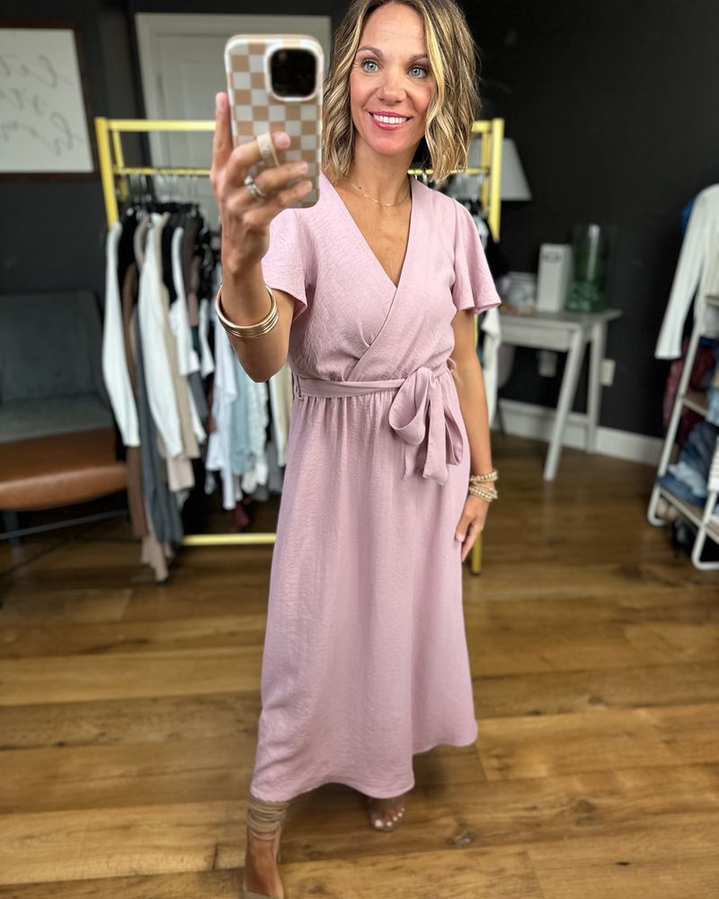 Tie-Waist Midi Dress with Pockets