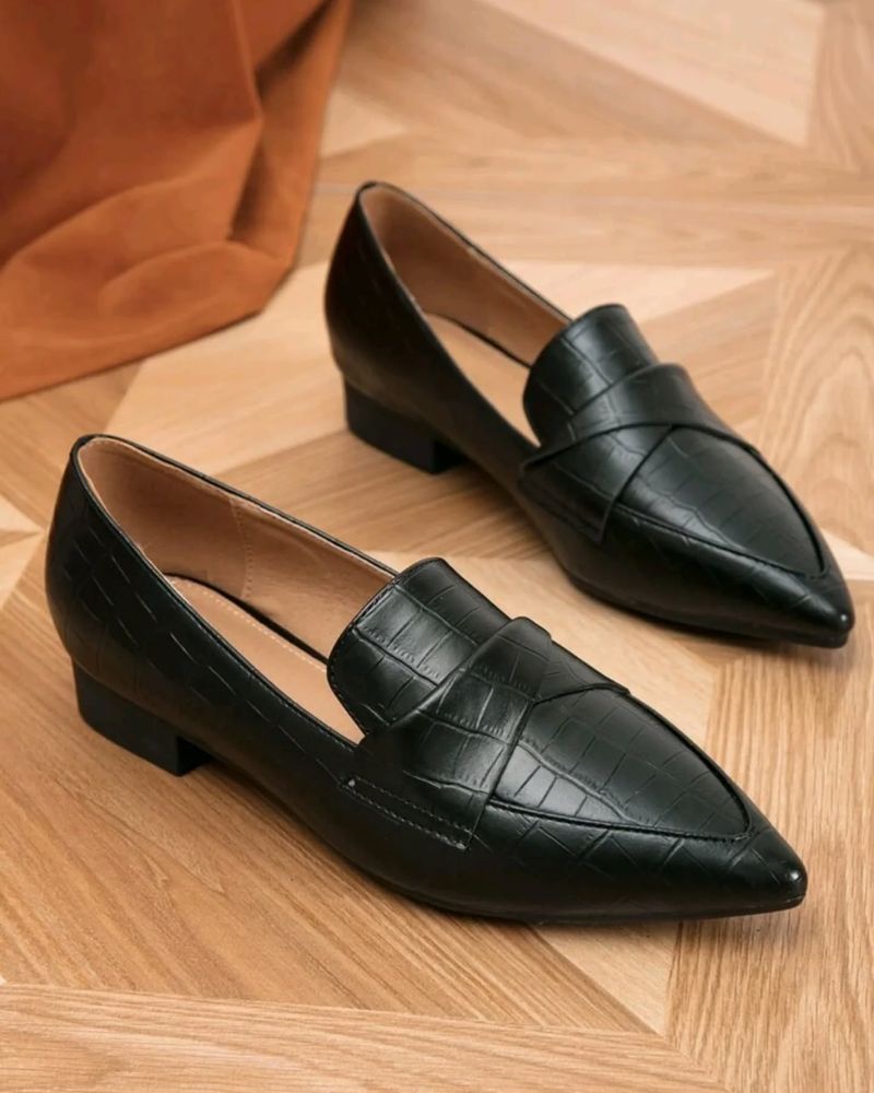 Croc-Embossed Flats