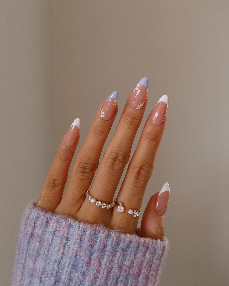 French Tips With Floral Art