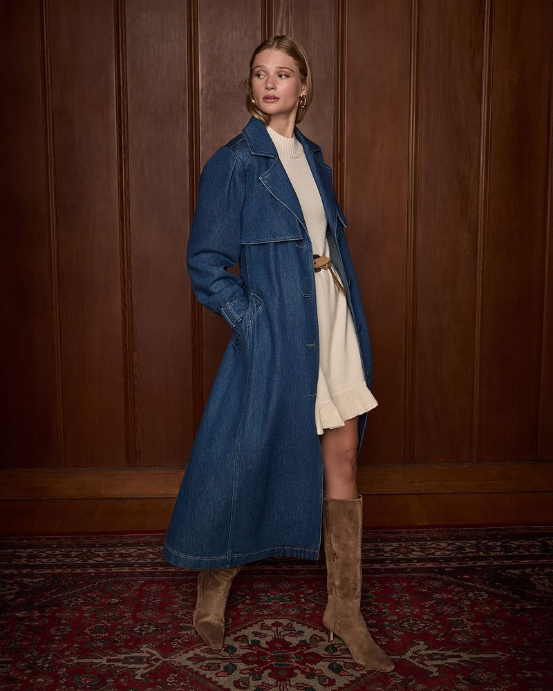 Denim Trench Coat & Slim Jeans