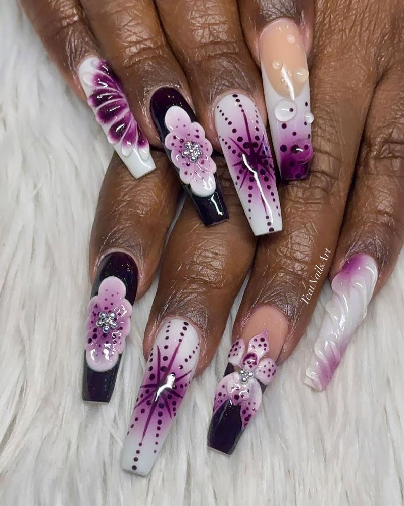 Pink Nails with Rhinestone Accents