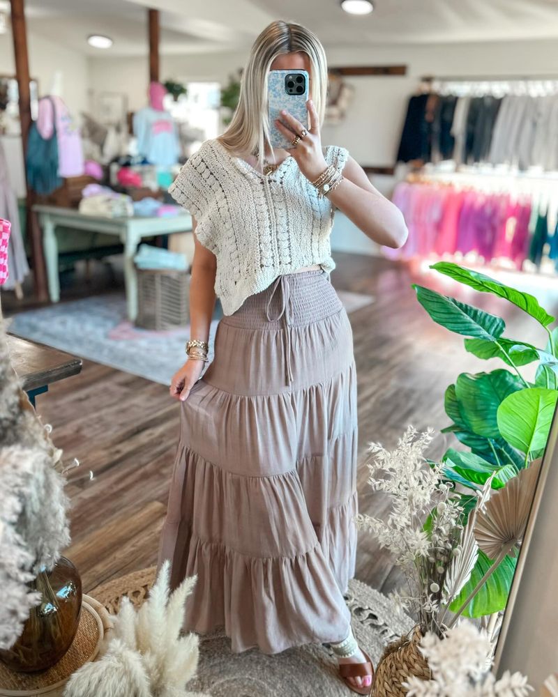 Smocked Waist Tiered Skirt