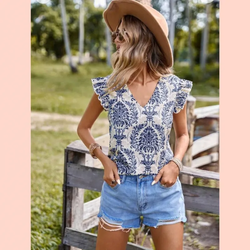 Ruffle-Trim Blouse