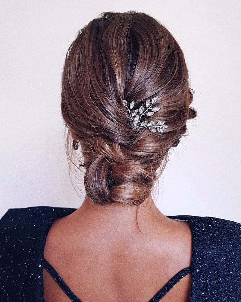 Sophisticated Twisted Chignon with Scarf Detail