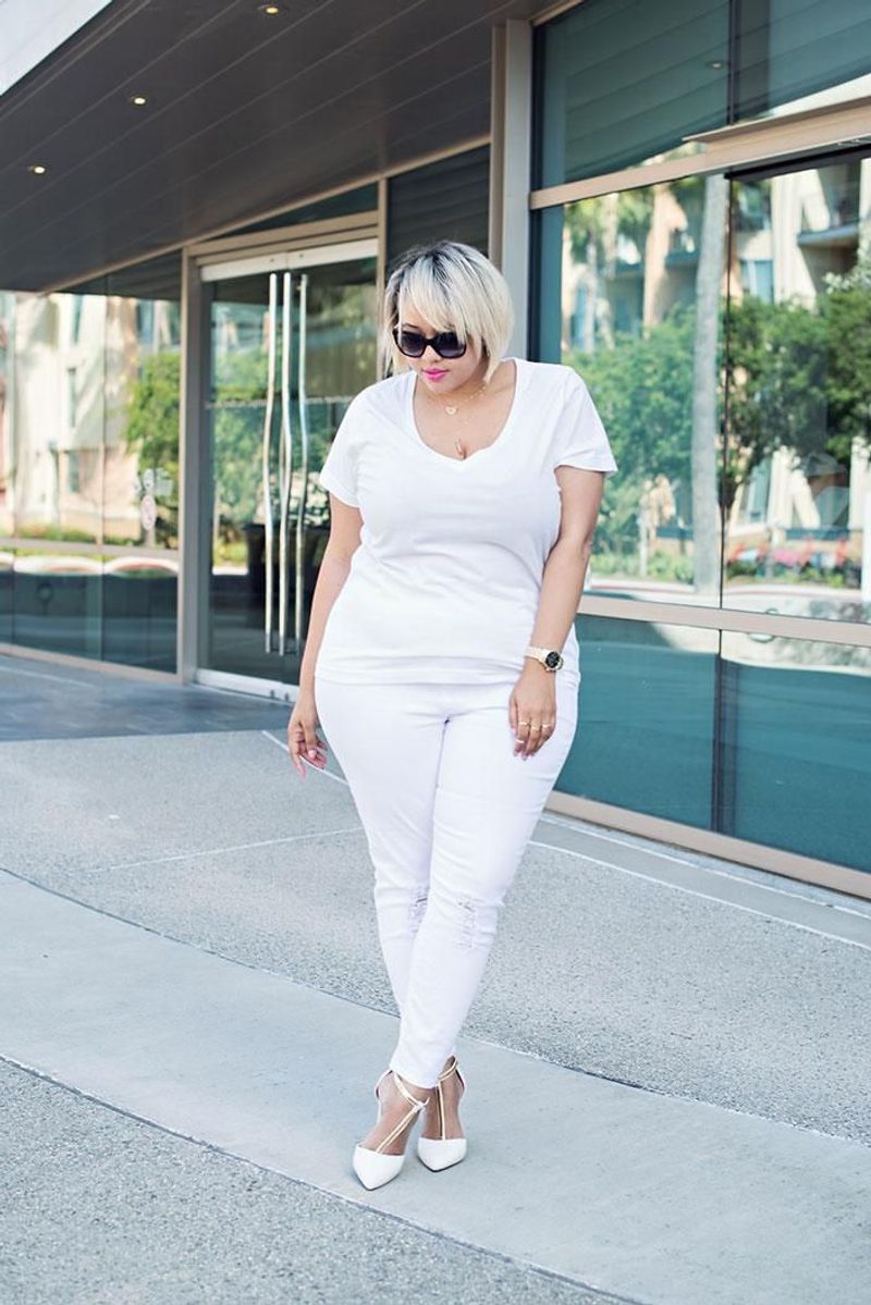 White Skinny Jeans with Smoothing Panel