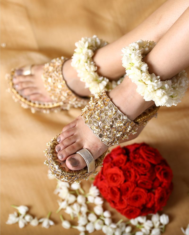 Floral Heels with Mesh Beaded Clutch