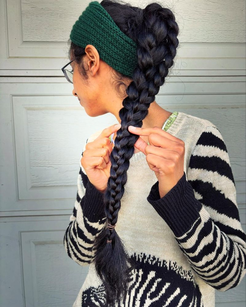 Boho Braided Ponytail with Woven Scarf