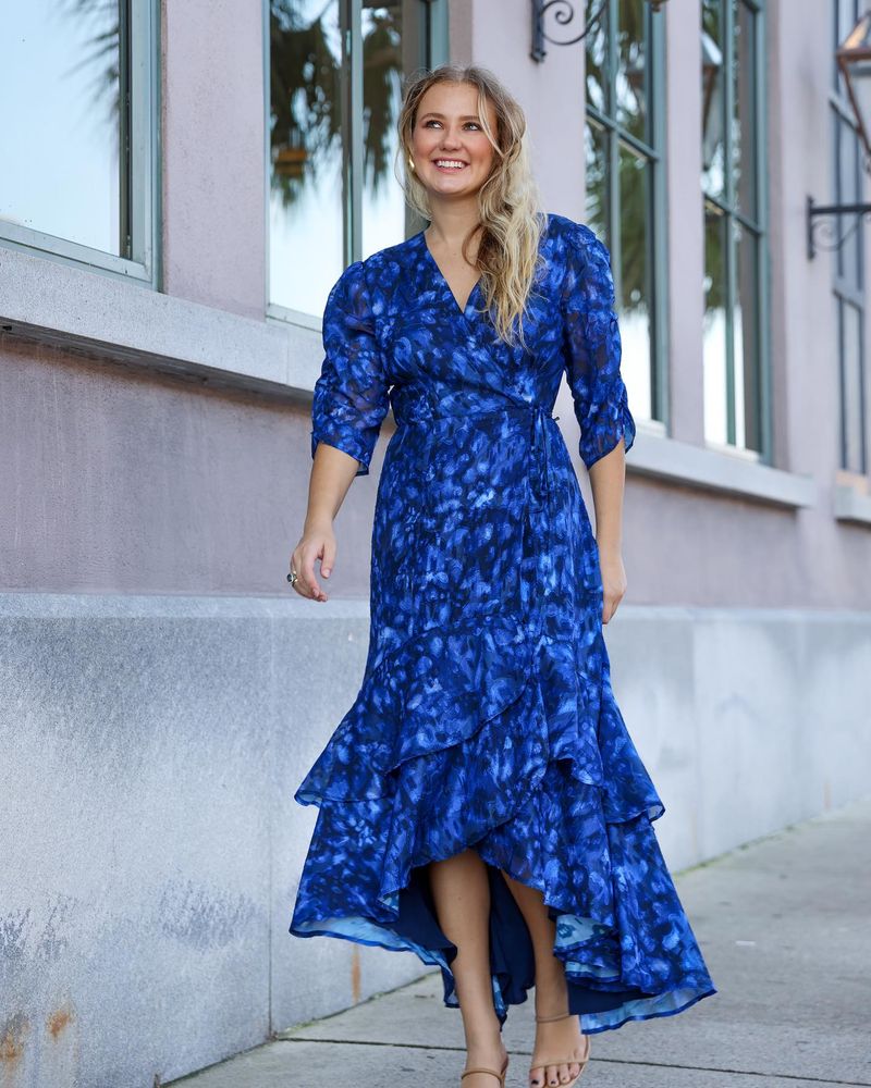 Wrap Dress With Playful Puff Sleeves