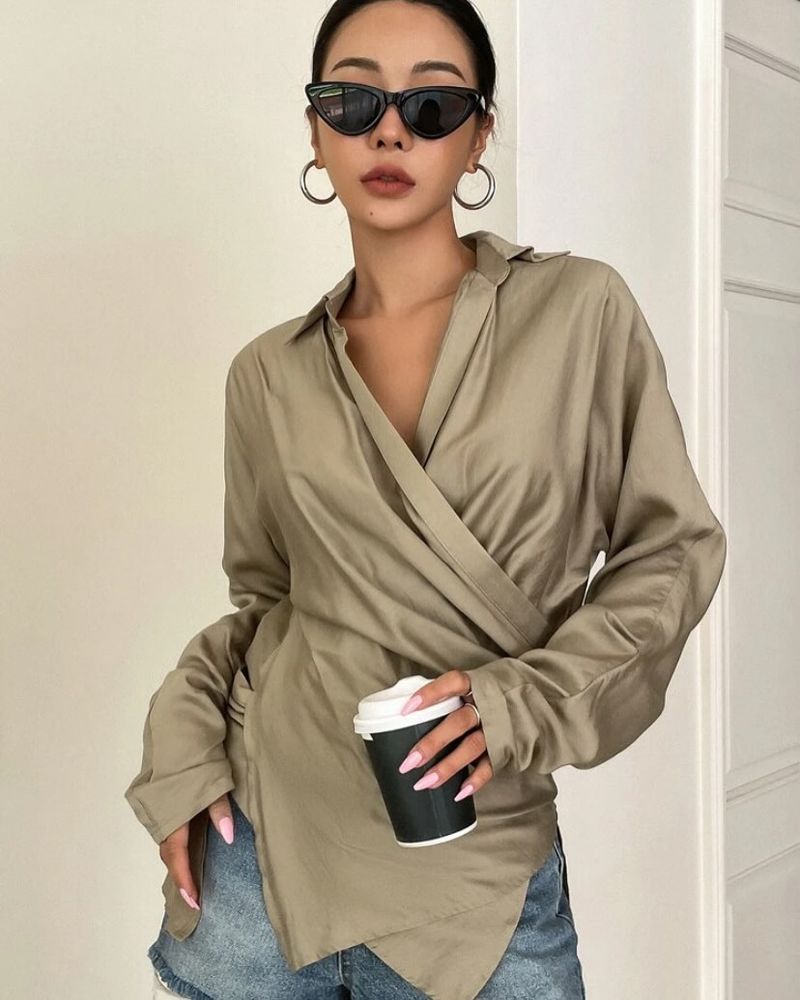 Wrap-Front Blouse