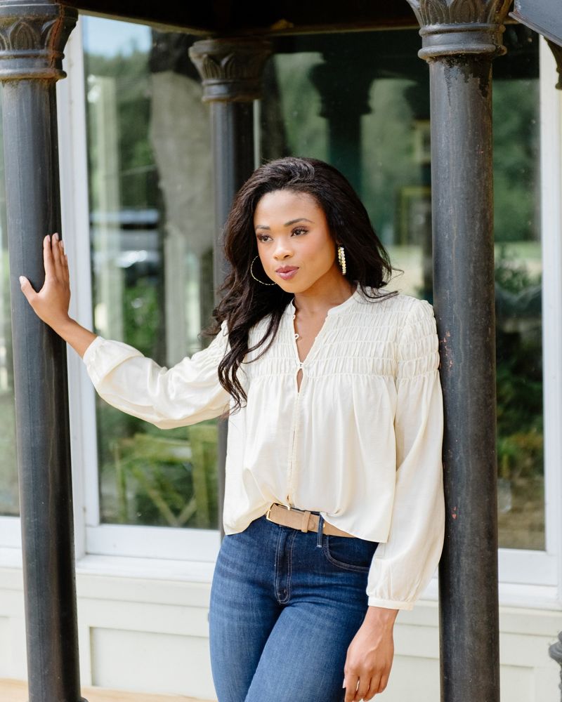 Smocked-Waist Blouse