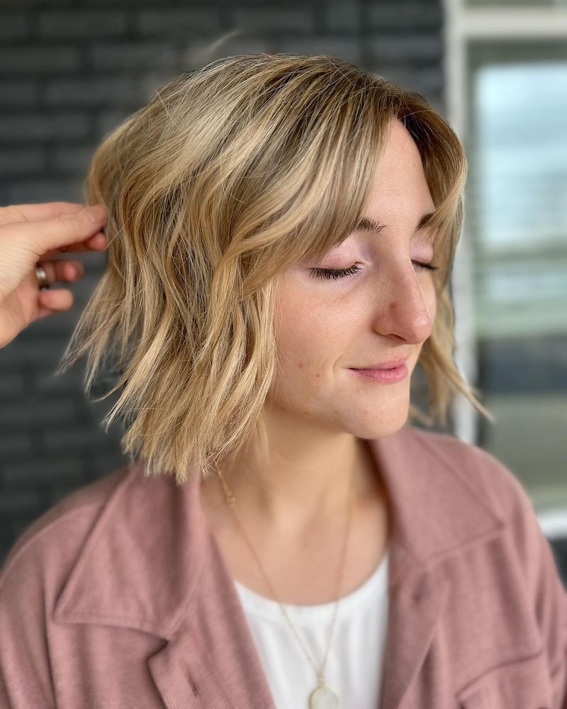 Chin-Length Bob with Curtain Bangs