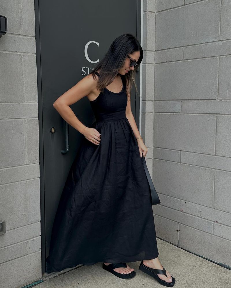 Minimalist Black Midi Dress