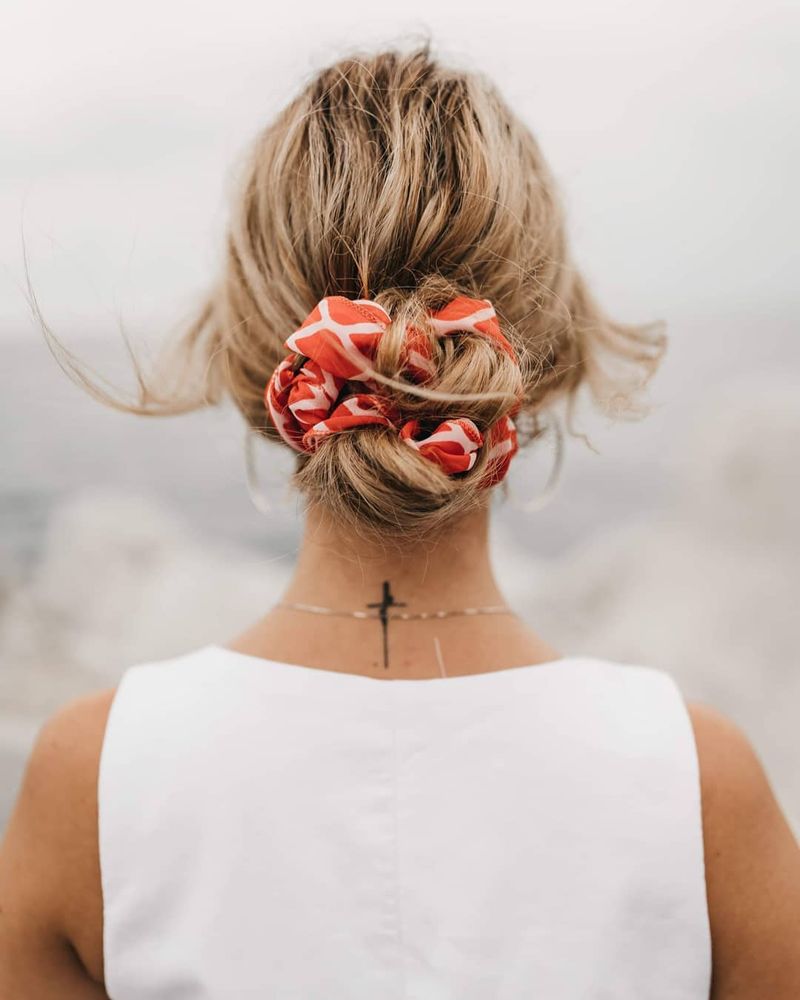 Romantic Low Bun with Scarf Accent