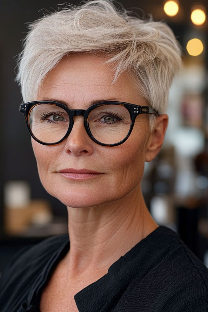 Cropped Cut with Glasses-Frame Emphasis