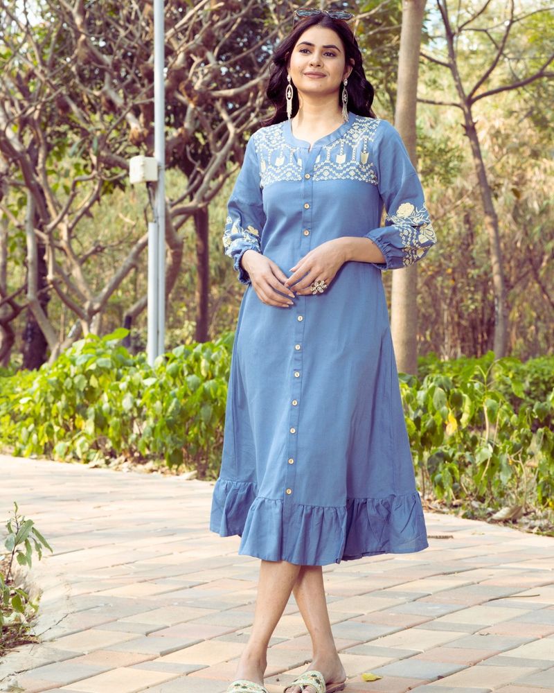 A-line Linen Midi Dress