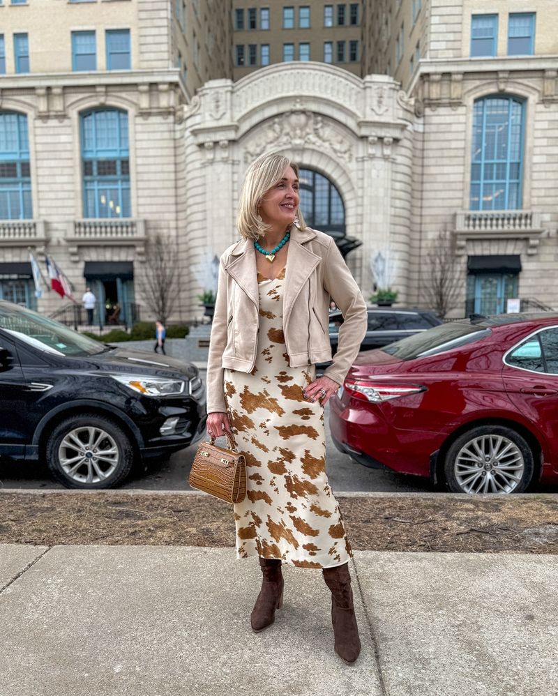 Floral Blouse + Tailored Slacks