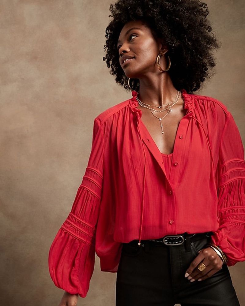 Balloon-Sleeve Blouse