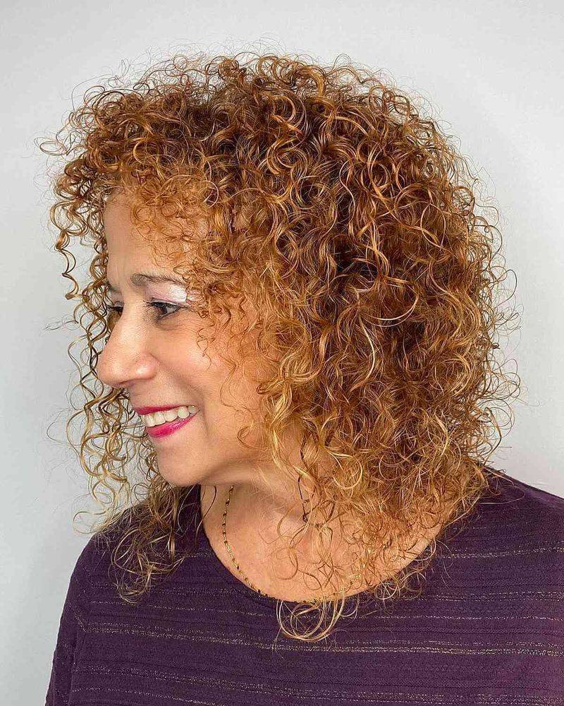 Curly Lob With Highlights