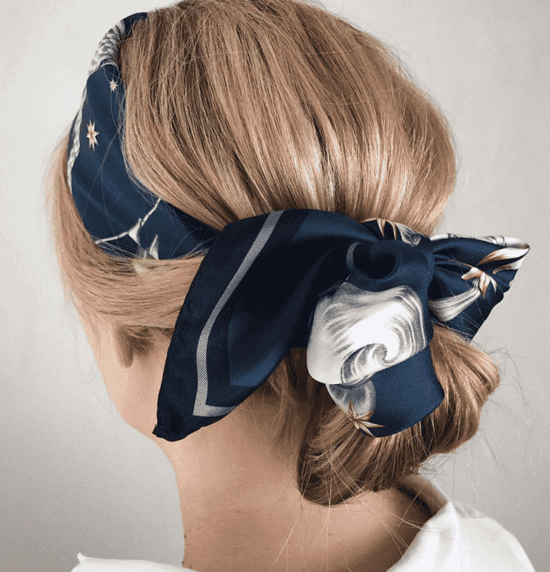 Effortless Messy Bun with Crown Scarf Tie