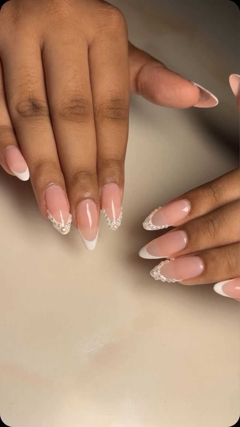 French Tips With Glitter Accents
