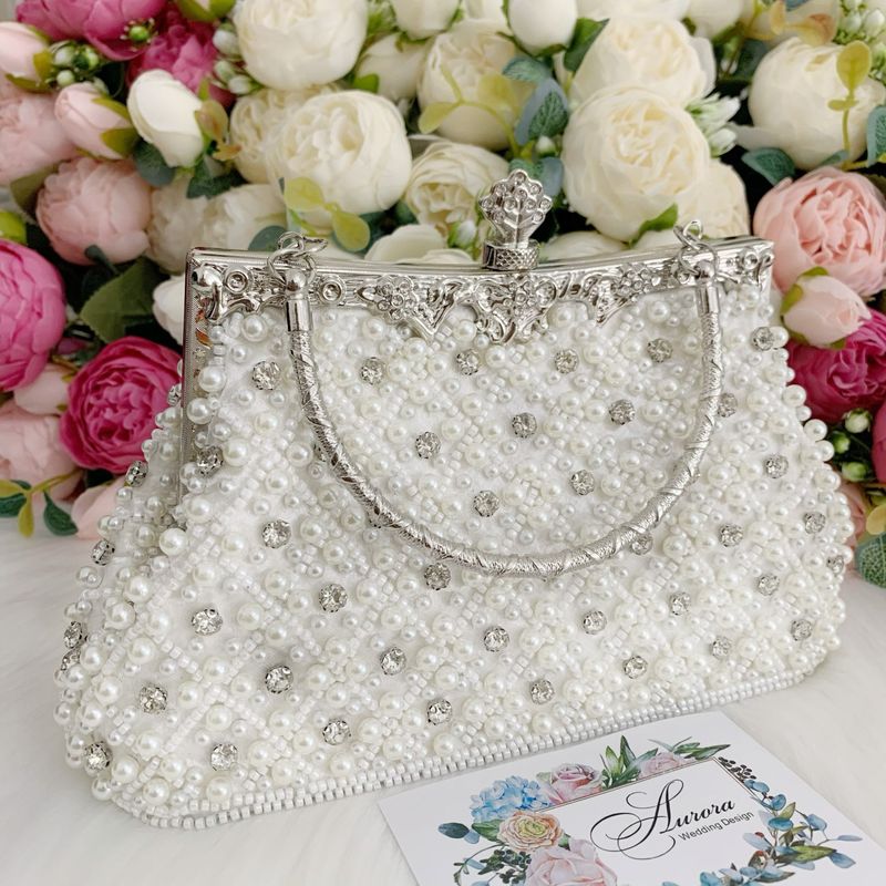 White Minaudière with Floral Detail