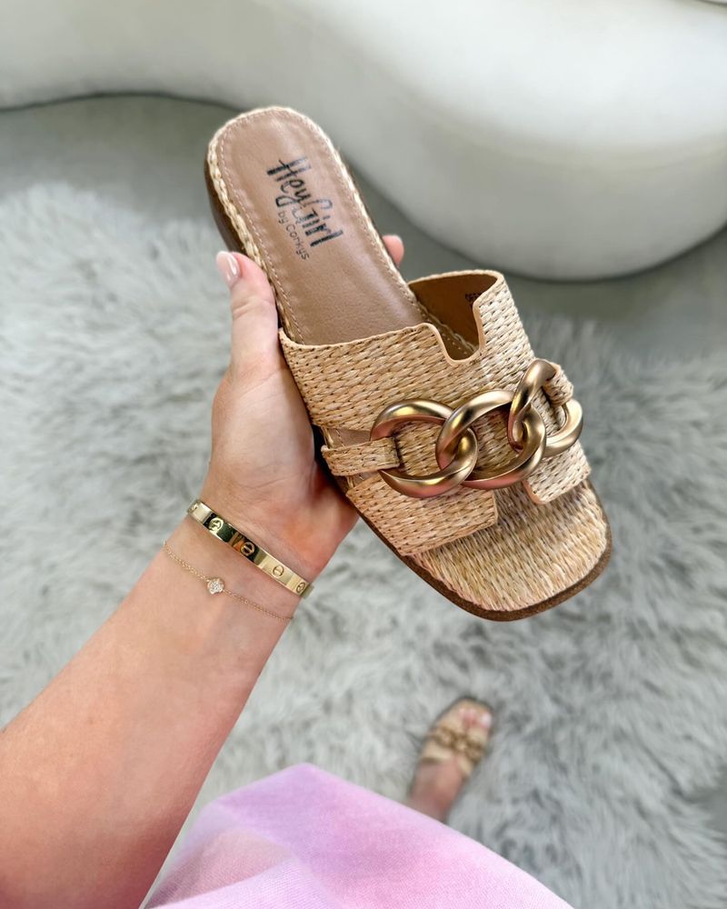 Gold Chain-Detail Sandals