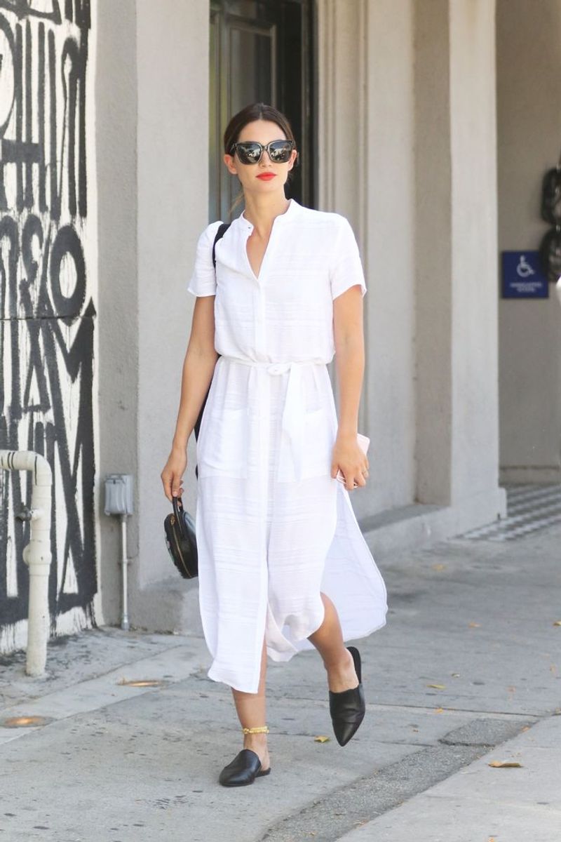 Belted Shirt Dress + Mules